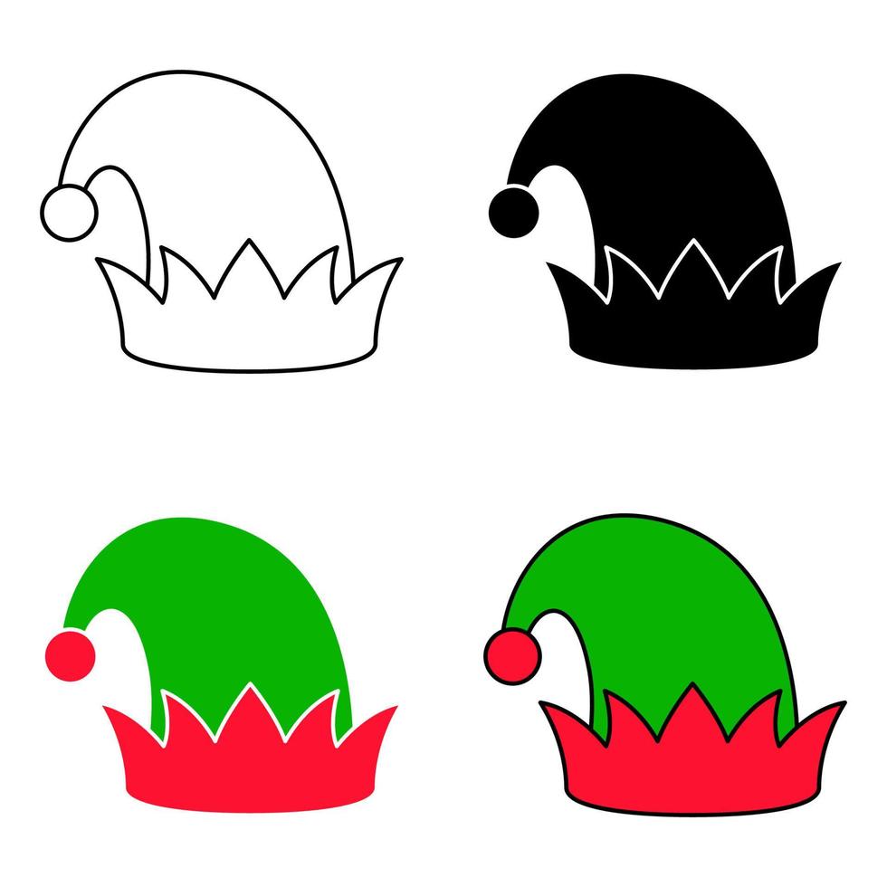 Set of Elf hat isolated on white background vector