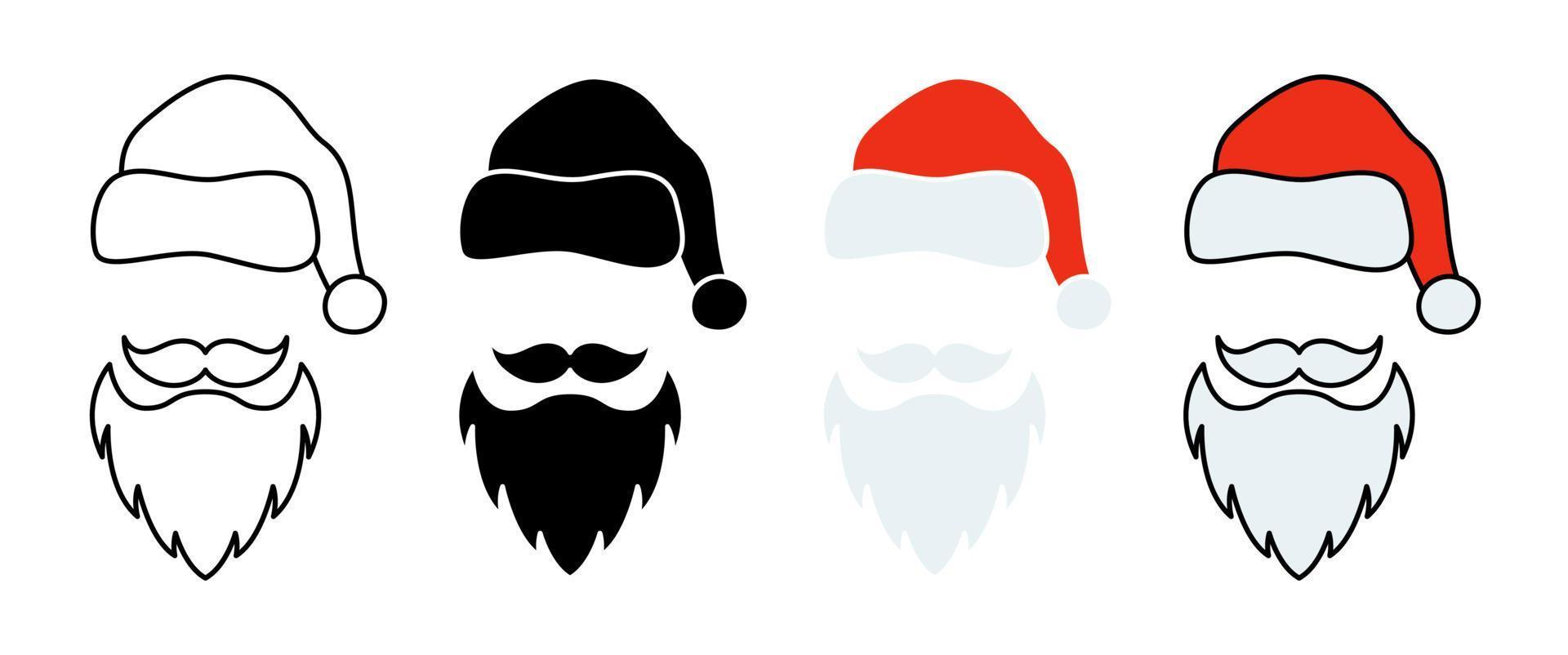 barba con sombrero de navidad sobre fondo blanco vector