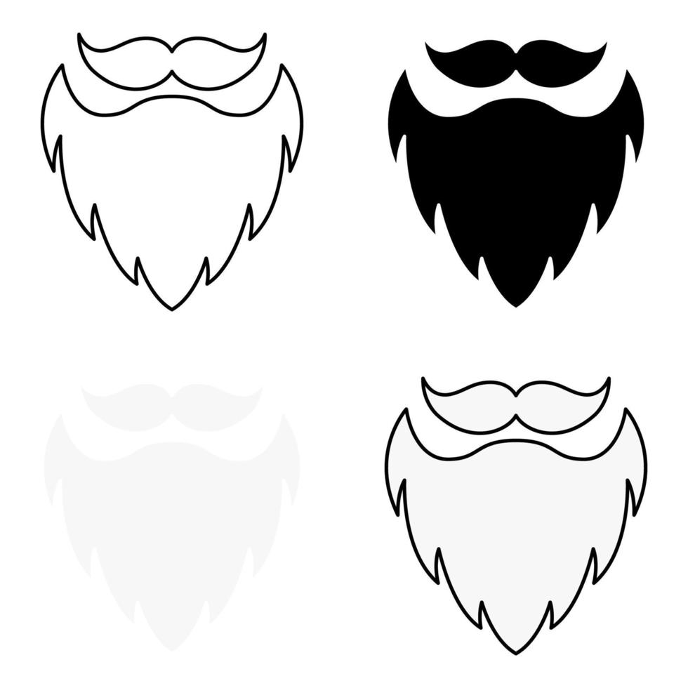 conjunto de barba en estilo plano aislado vector