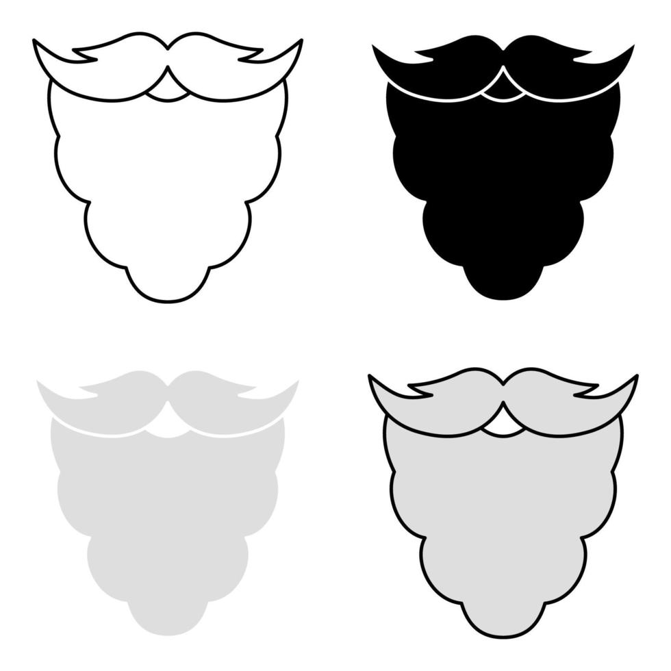 conjunto de barba en estilo plano aislado vector