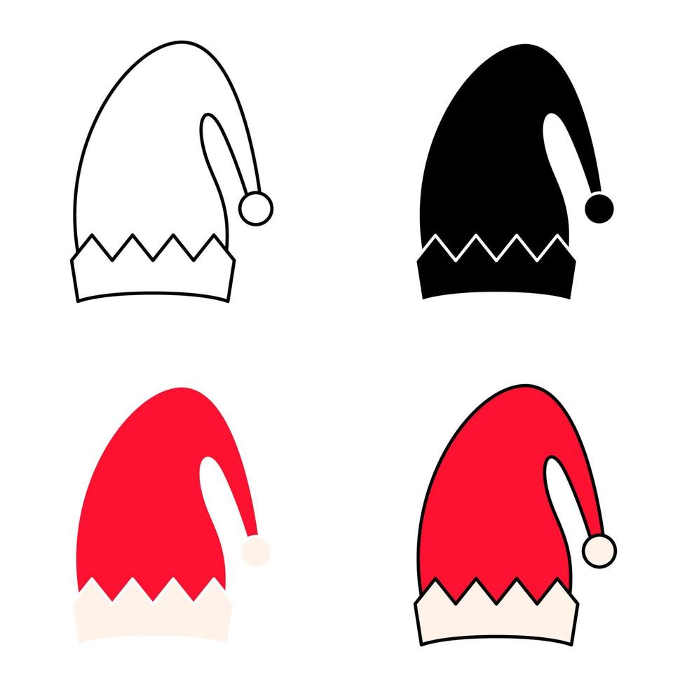Set of Elf hat isolated on white background vector