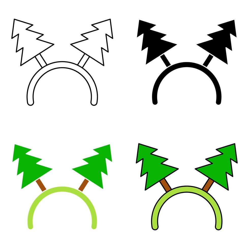 Set of Christmas headband in flat style isolated vector