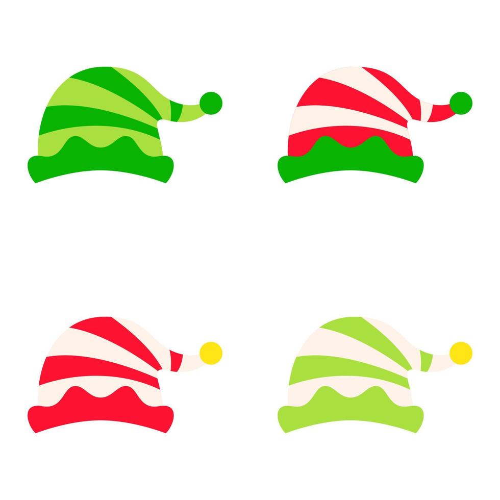 Set of Elf hat isolated on white background vector