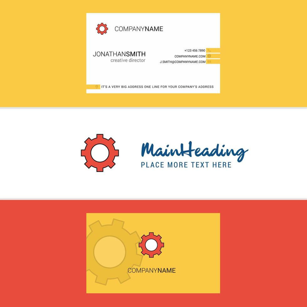 Beautiful Gear Logo and business card vertical Design Vector