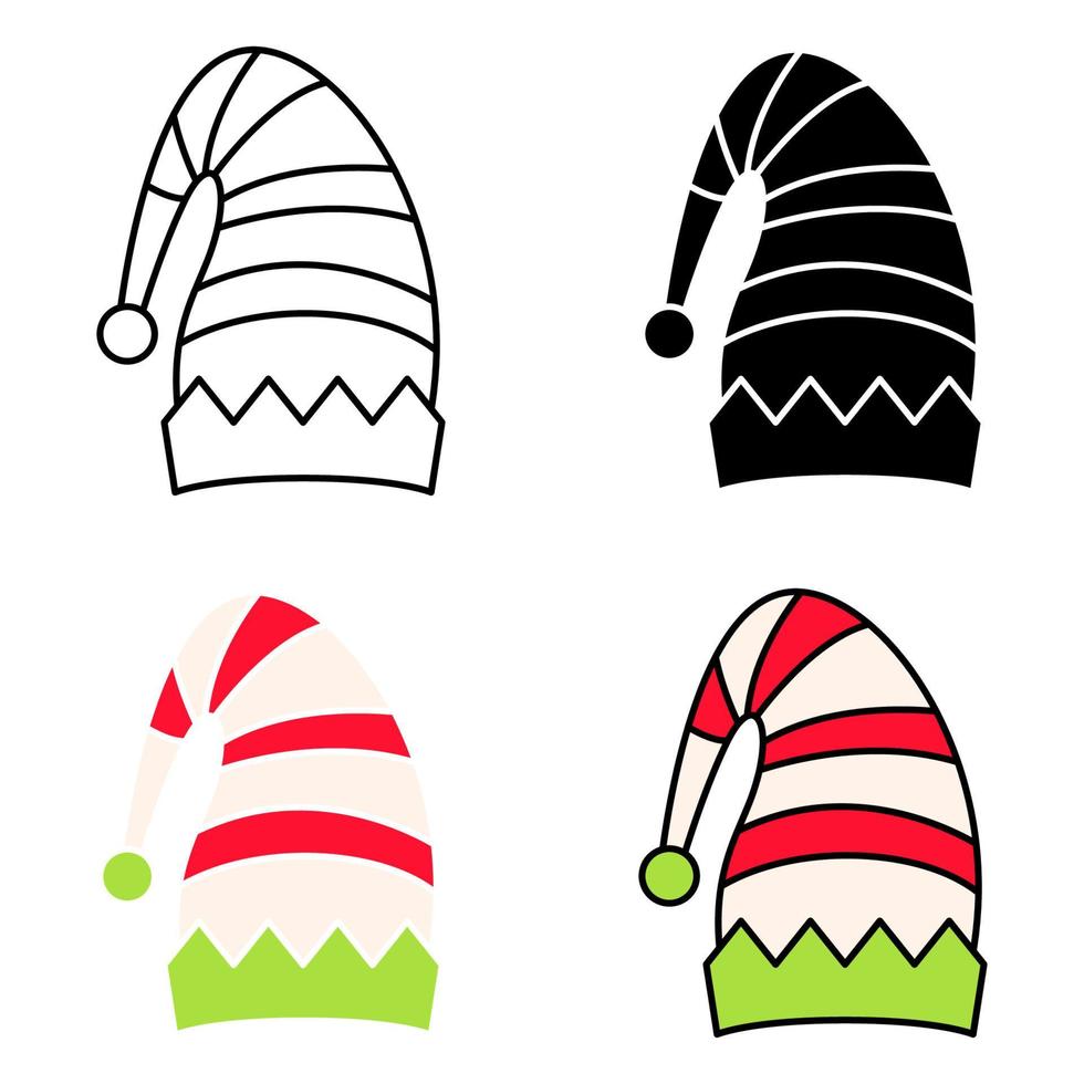 Set of Elf hat isolated on white background vector