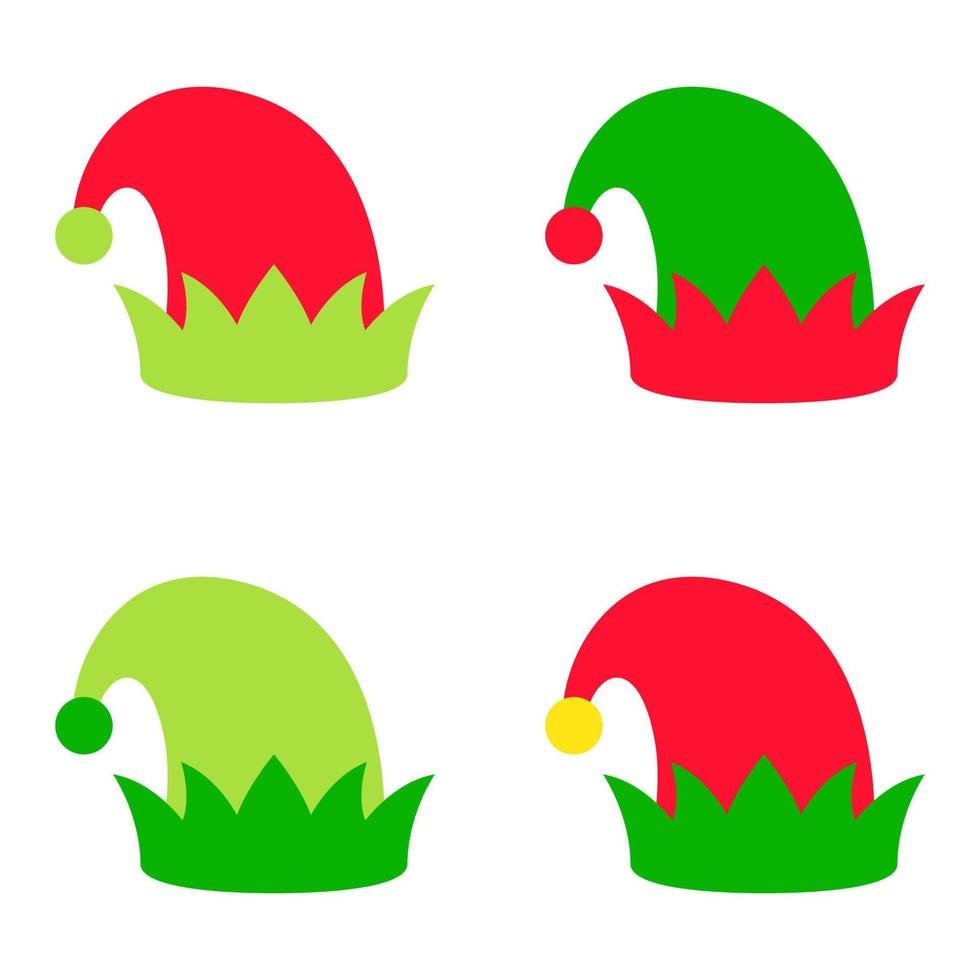 Set of Elf hat isolated on white background vector