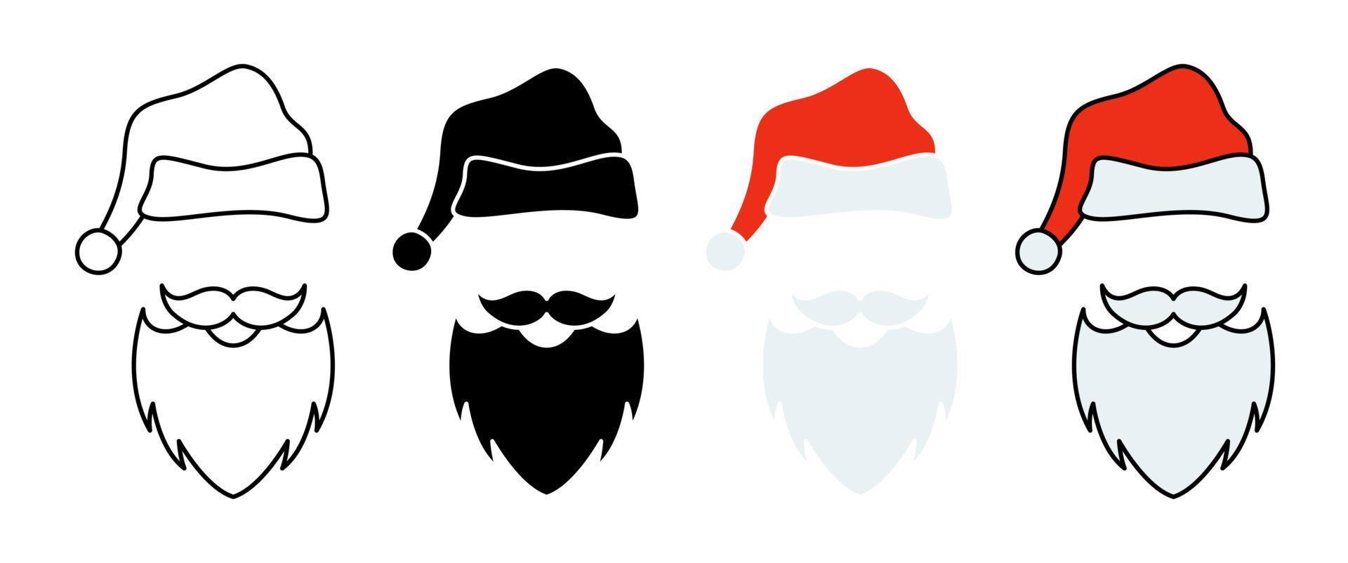 barba con sombrero de navidad sobre fondo blanco vector