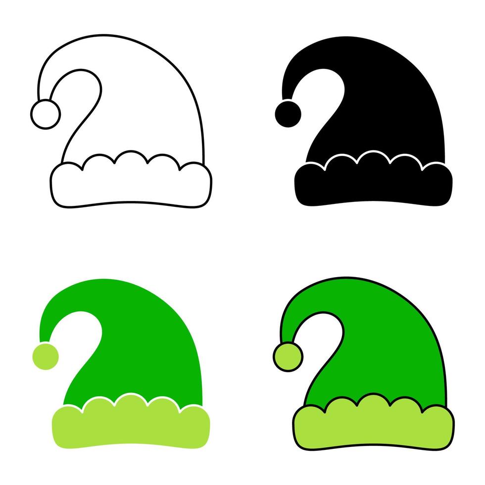 Set of Elf hat isolated on white background vector
