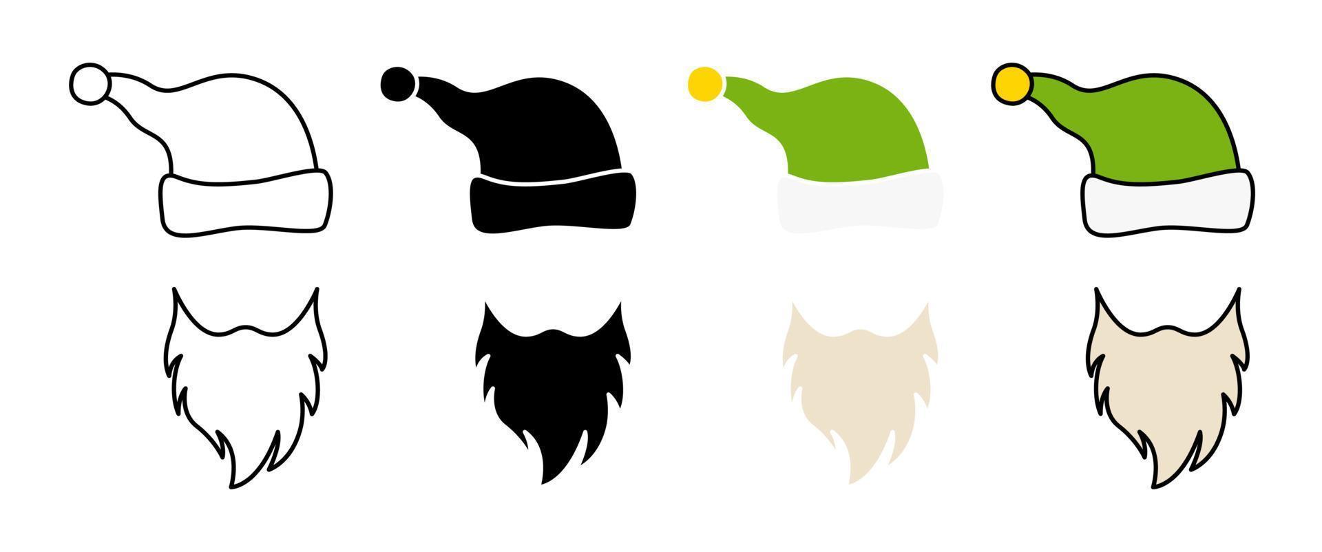 barba con sombrero de navidad sobre fondo blanco vector