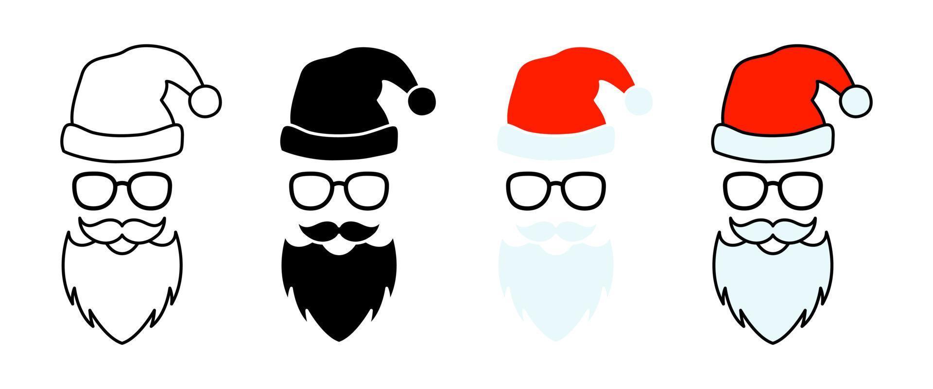 Beard with christmas hat and glasses on white background vector