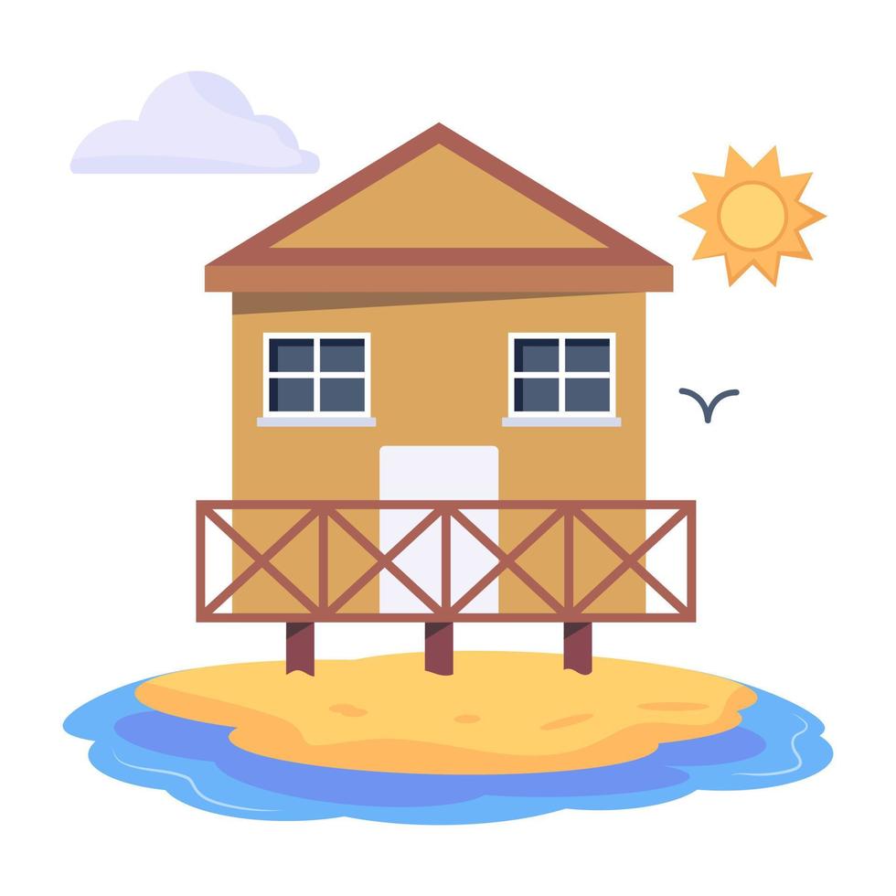 Modern flat illustration of beach lodge vector