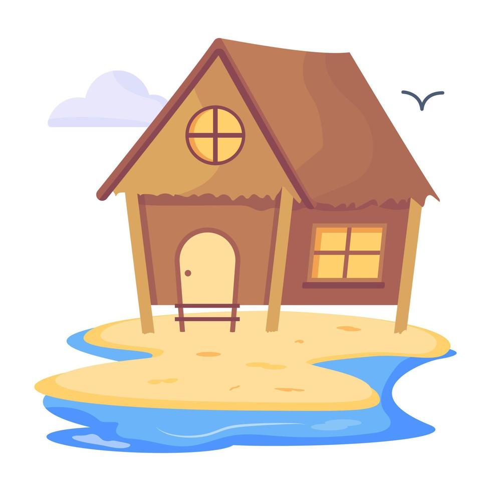 ilustración plana moderna de beach lodge vector
