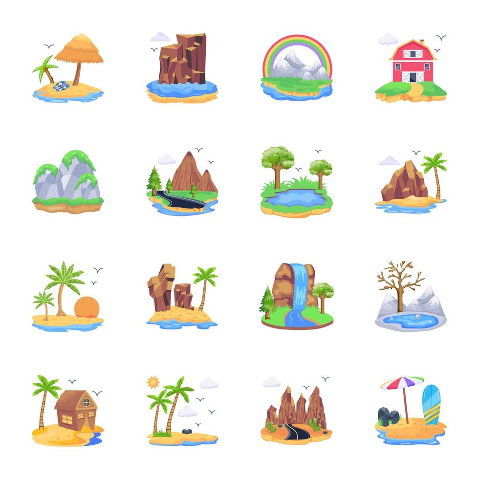 Vectores de bundle island view flat