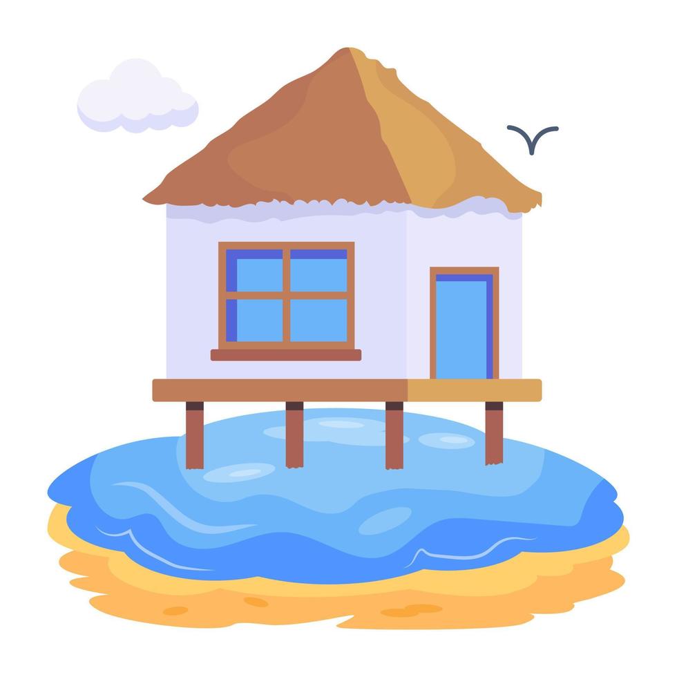 Modern flat illustration of beach lodge vector