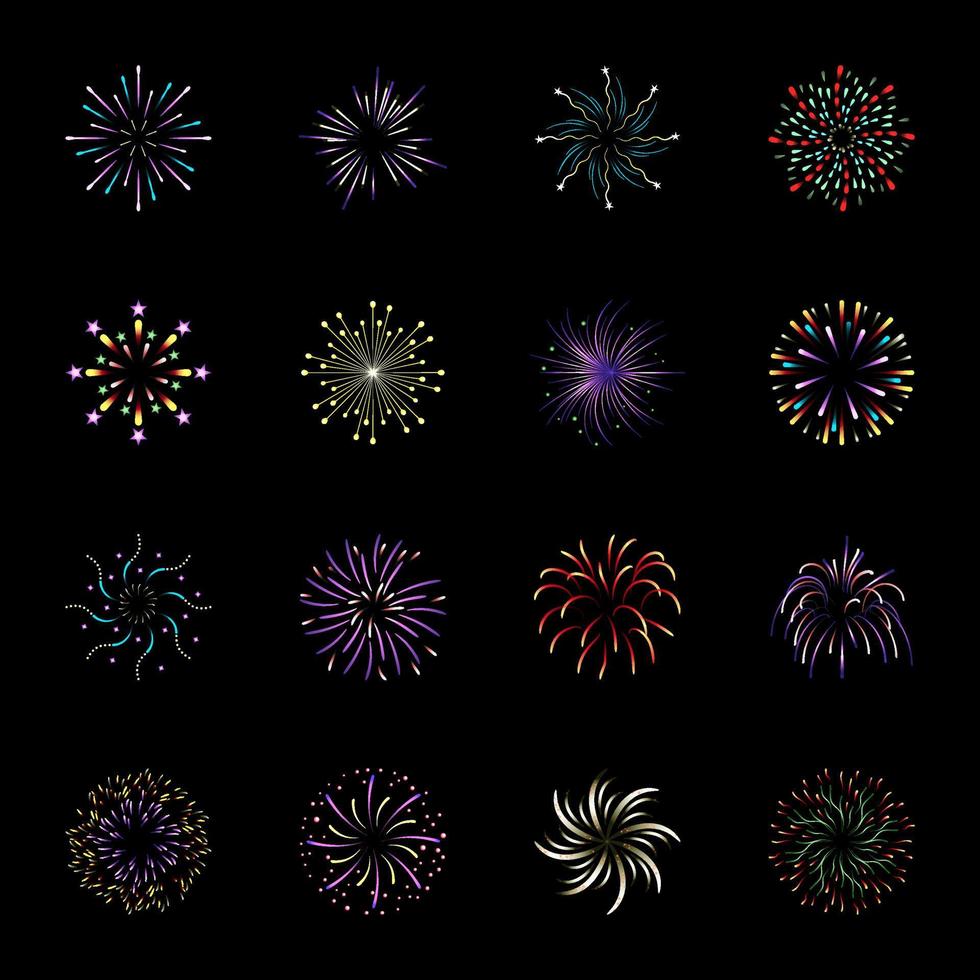 ilustración plana moderna de fuegos artificiales vector