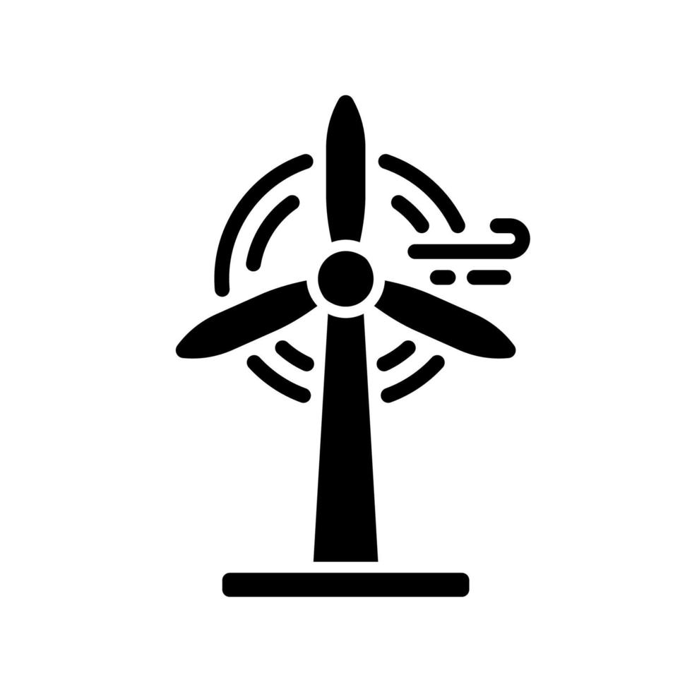 Windmill Silhouette Icon. Eco Renewable Energy Pictogram. Wind Mill Farm Power Icon. Ecology Technology of Generation Energy. Propeller and Turbine Electric Industry. Isolated Vector Illustration.