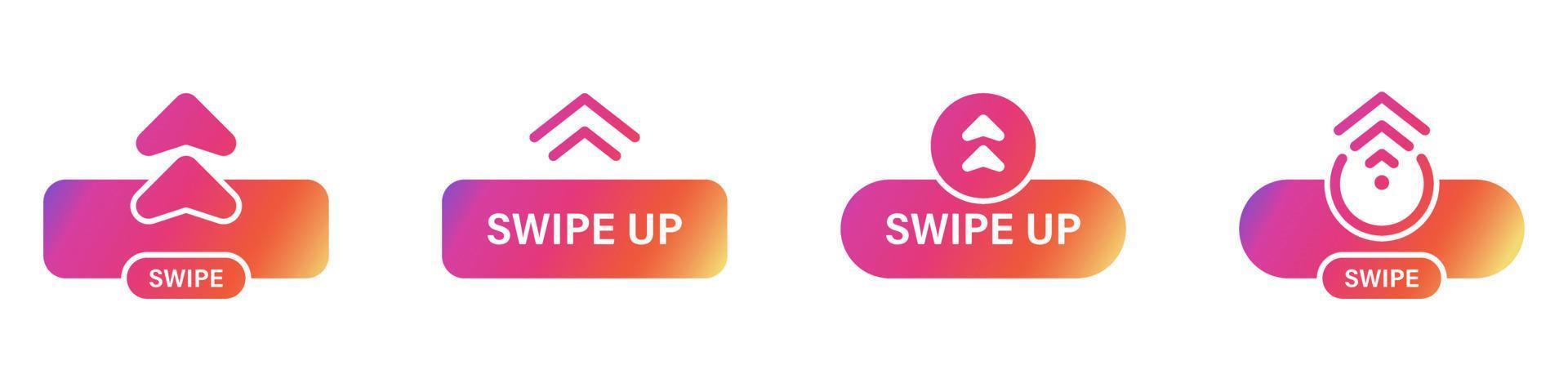 Swipe Up Button for Interface of Social Media App Silhouette Icon. Action Scroll Gradient Pictogram. Slide Drag Button Design Icon. Swipe Up Gesture Arrow Orange Mockup. Isolated Vector Illustration.