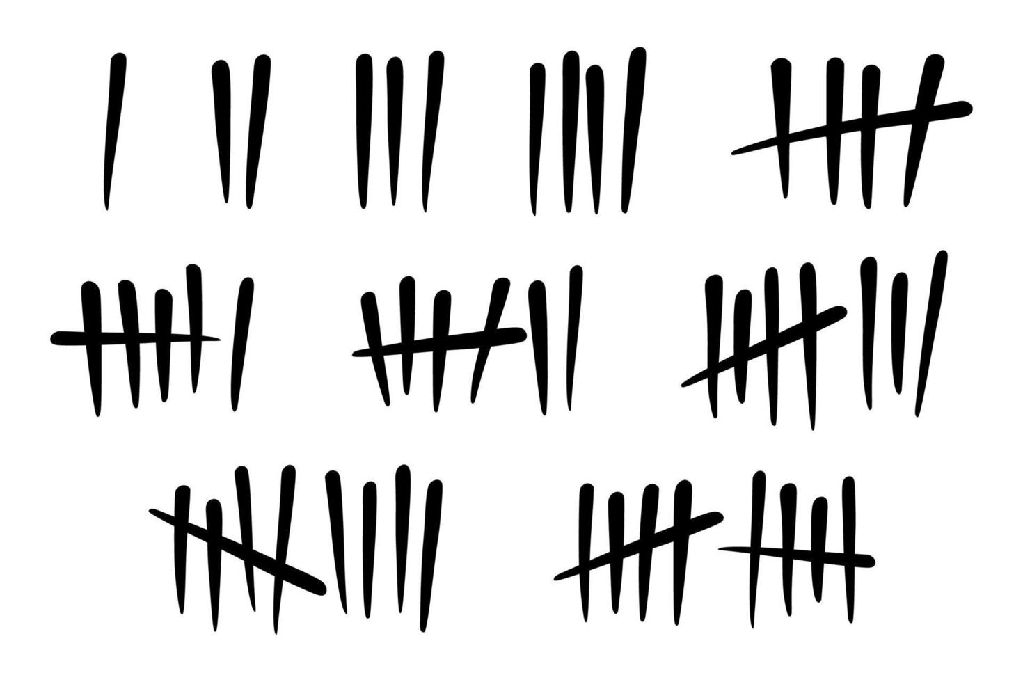 Tally marks to count days in prison. Tally marks for math lessons. Vector illustration