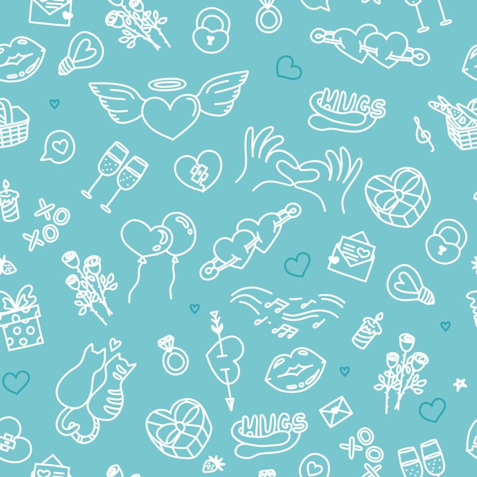 Seamless pattern with symbols of love and affection. Vector illustration