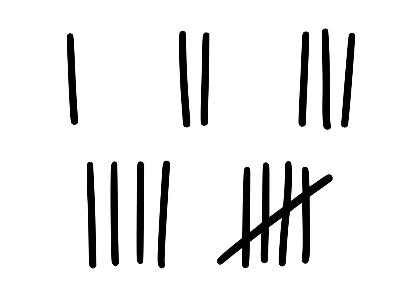 Tally marks to count days in prison. Tally marks for math lessons. Vector illustration