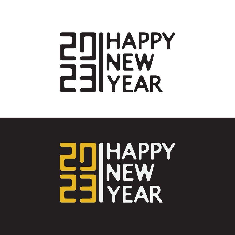 Happy New Year 2023 text design. Brochure design template, card, banner. Vector illustration.