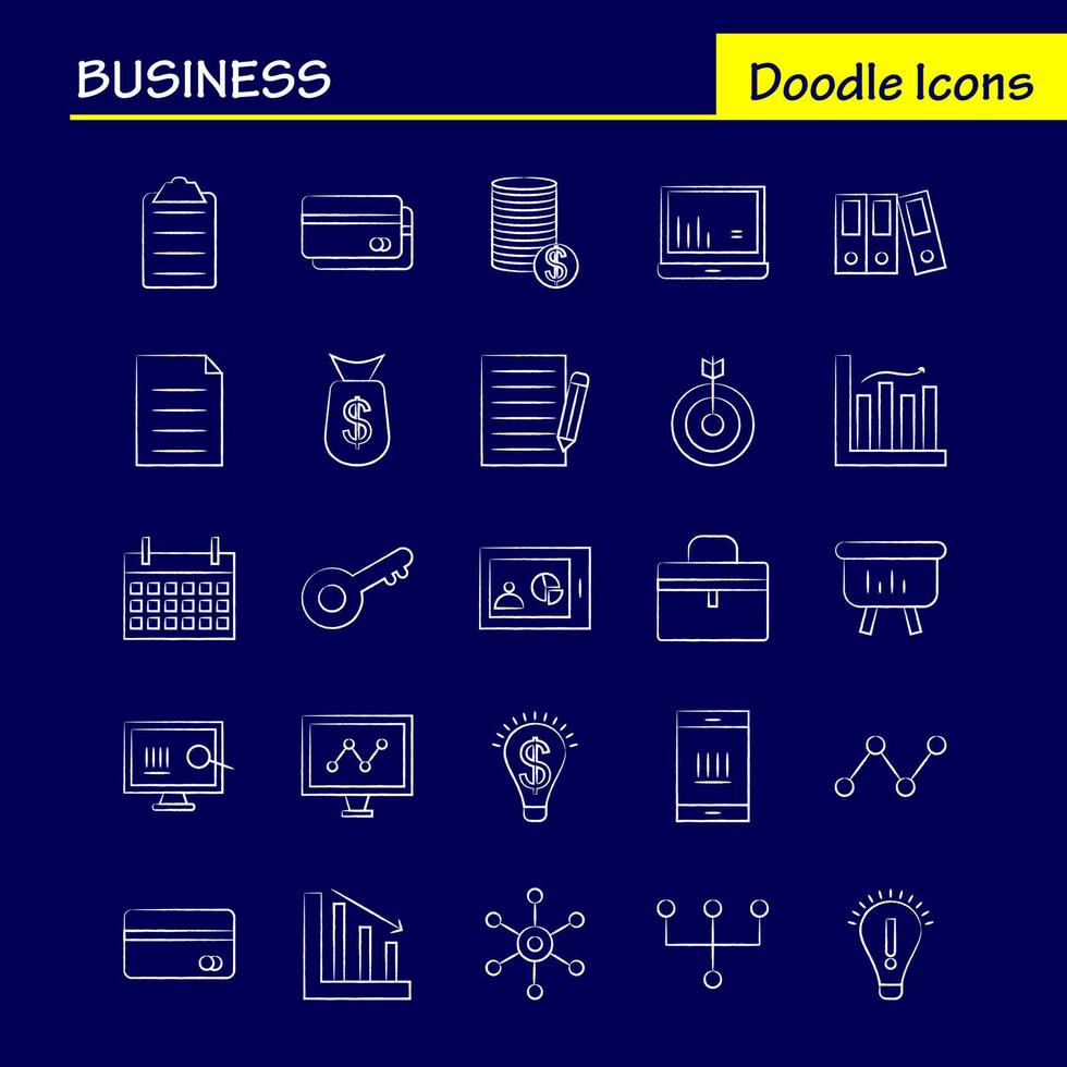 Business Hand Drawn Icons Set For Infographics Mobile UXUI Kit And Print Design Include Globe Internet Network Vector Passport Euro Book Document Collection Modern Infographic Logo and Pi