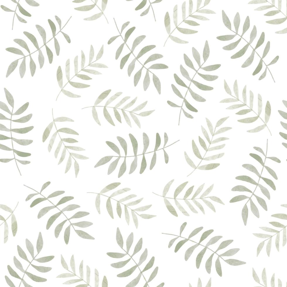 Floral summer seamless pattern with fresh green leaves. Watercolor hand drawn isolated illustration border, meadow or floral background for your design. vector