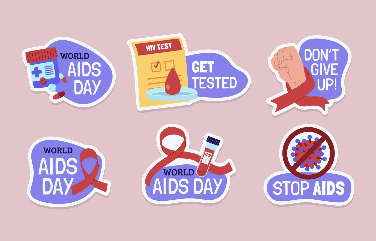 AIDS Day Sticker Collection vector