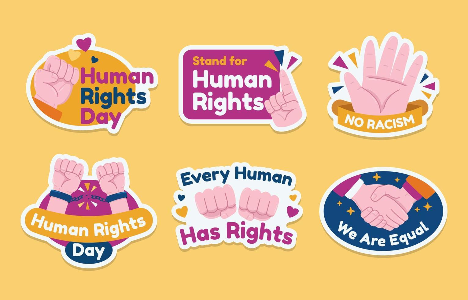 Human Rights Day Stickers vector