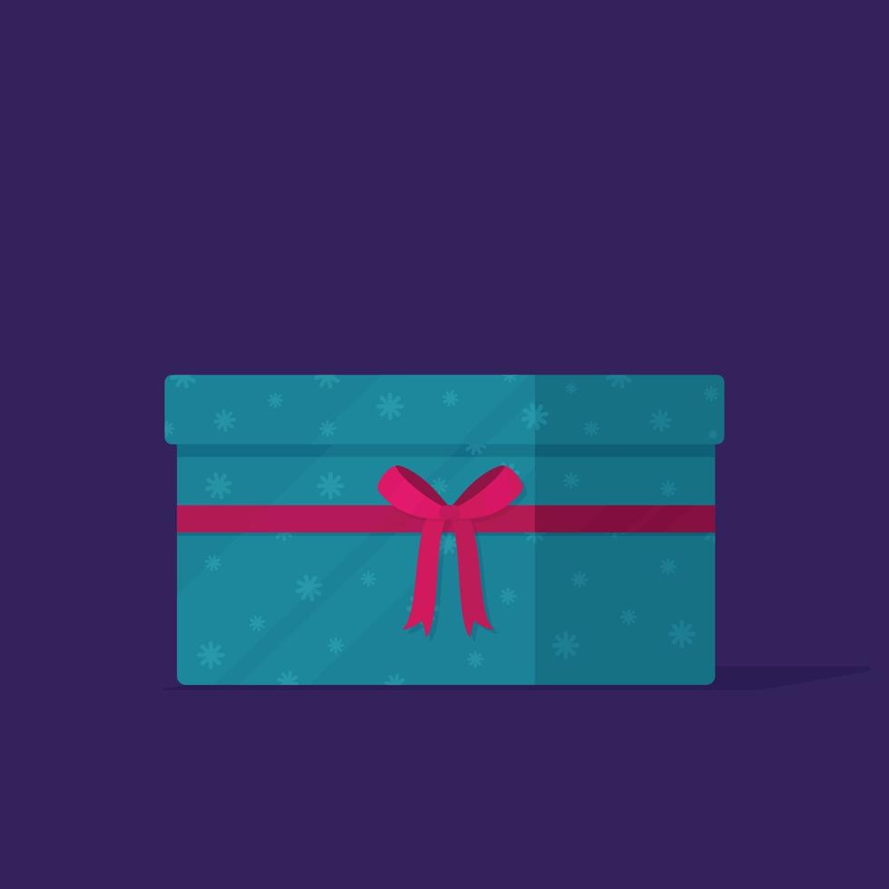 Vector illustration of a gift on a purple background.