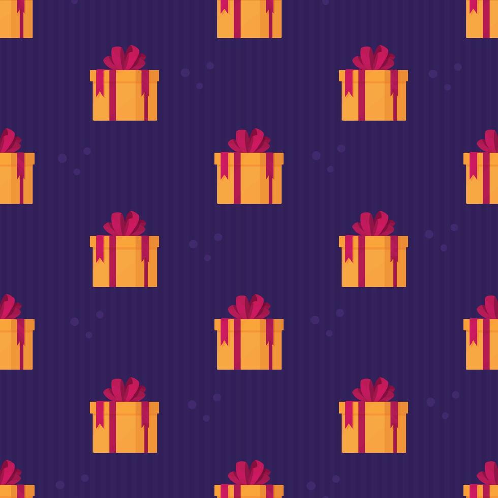 ilustración vectorial de un patrón de regalos sobre un fondo morado. vector