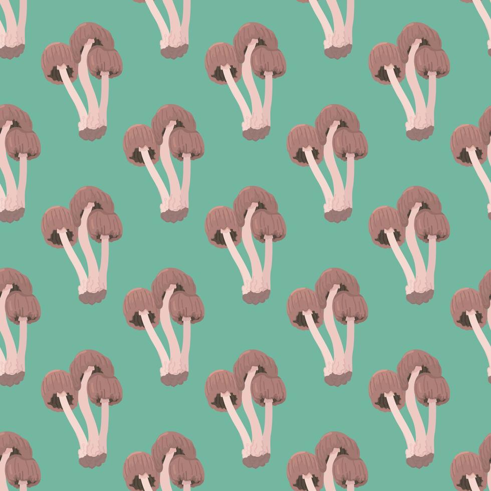 Vector illustration of mushrooms. Russula on a green background. Endless pattern drawing.