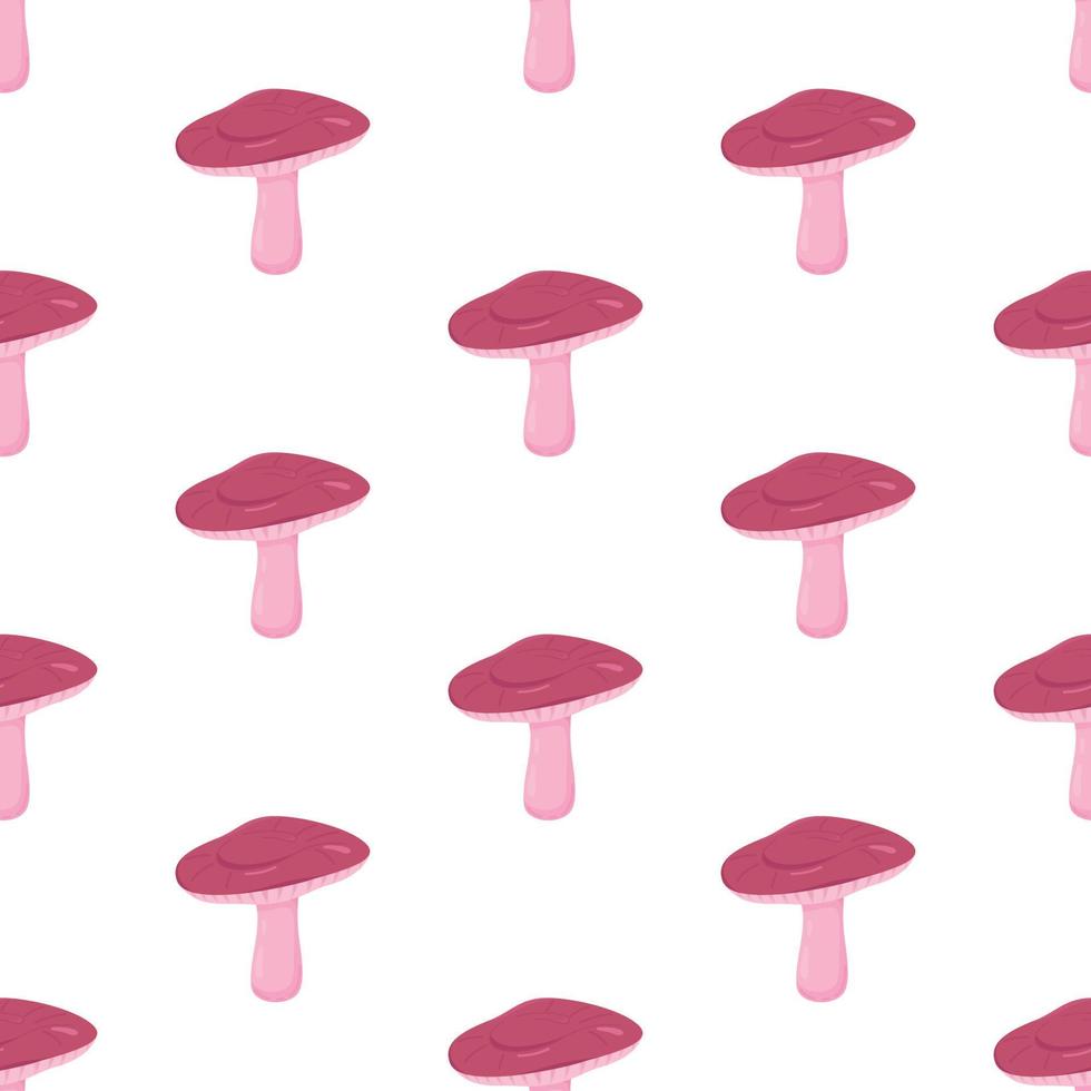 Seamless pattern of mushrooms. Illustration of fungi in chess order. Fungus russula. vector