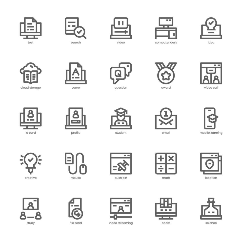 Online Courses icon pack for your website, mobile, presentation, and logo design. Online Courses icon outline design. Vector graphics illustration and editable stroke.