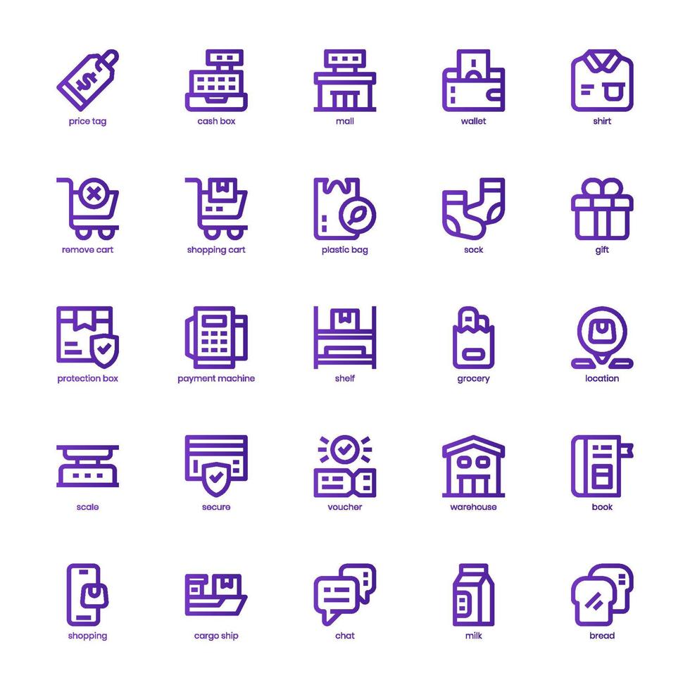 Retail Store icon pack for your website, mobile, presentation, and logo design. Retail Store icon basic line gradient design. Vector graphics illustration and editable stroke.