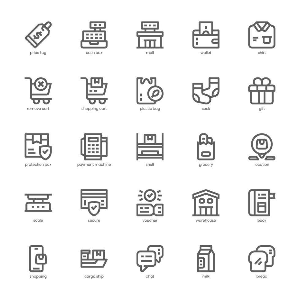 Retail Store icon pack for your website, mobile, presentation, and logo design. Retail Store icon outline design. Vector graphics illustration and editable stroke.