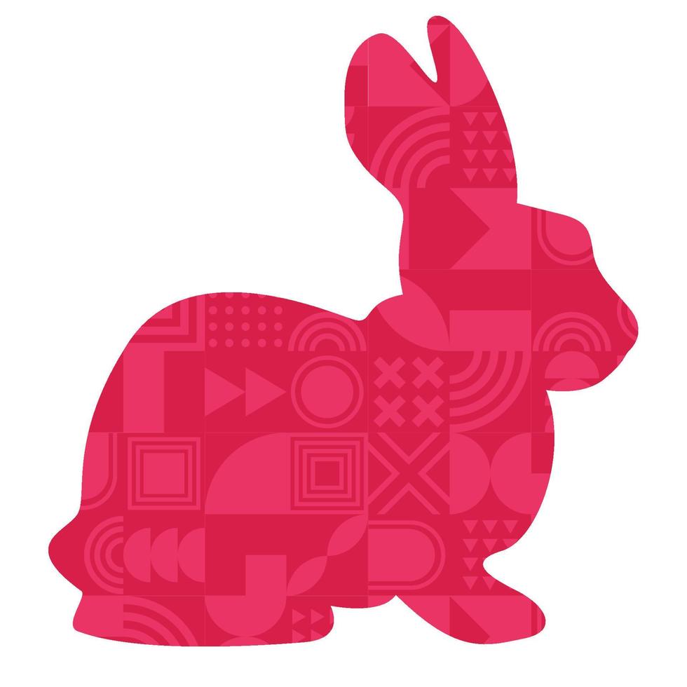 Geometric abstract simple bright rabbit, bunny illustrations. Chinese new year 2023 year of the rabbit, Chinese zodiac symbol. vector