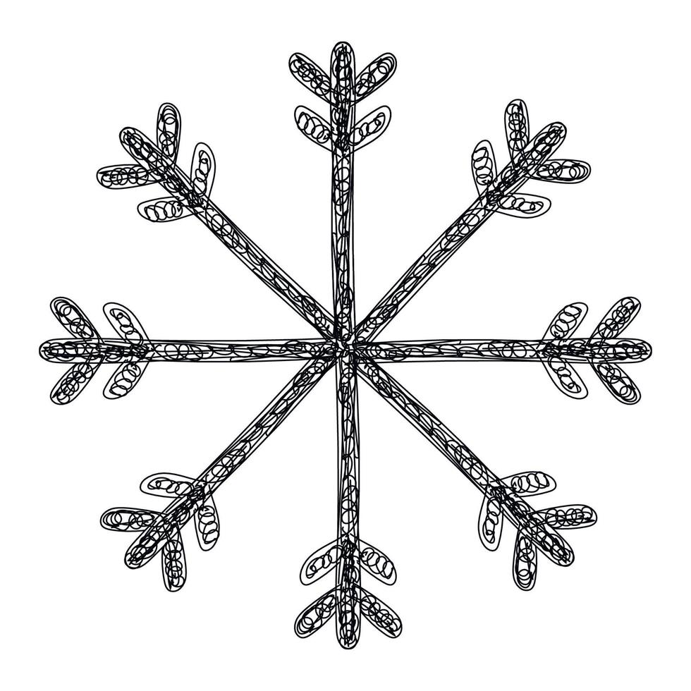 Snowflake sketch hand drawing. new year symbol, decoration vector