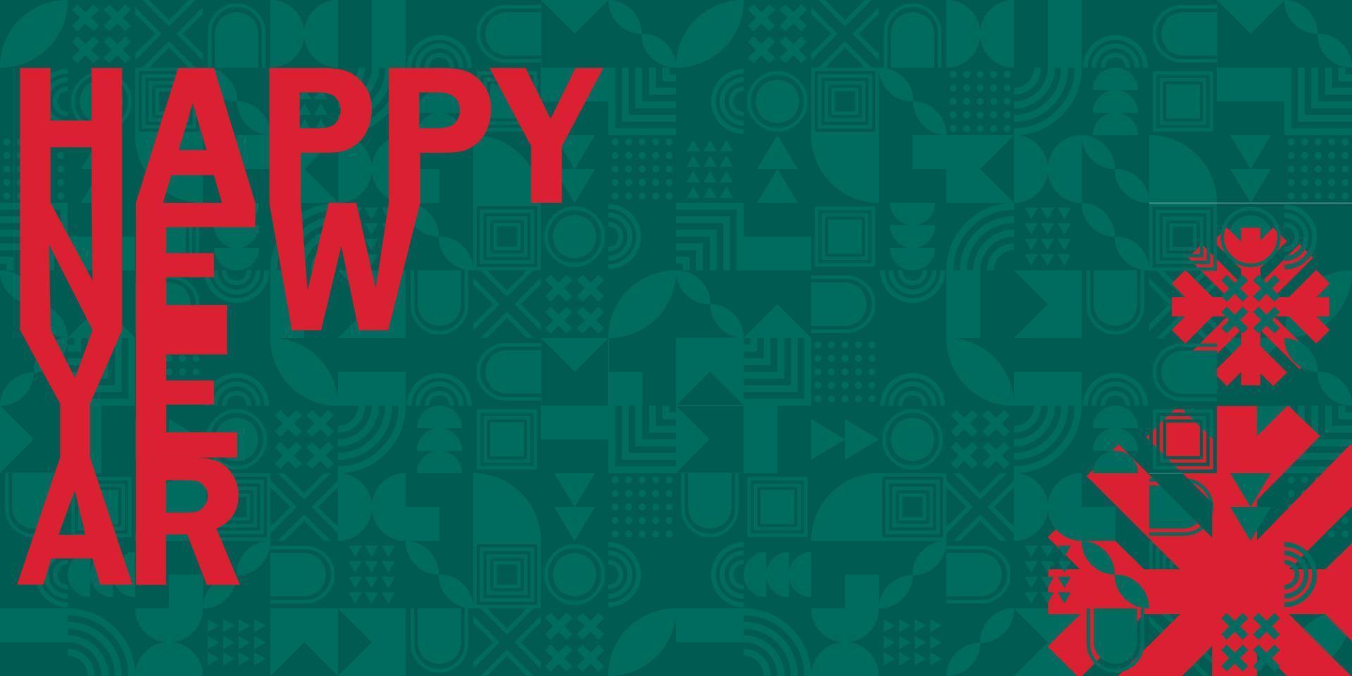 Merry Christmas and Happy New Year geometric horizontal banner. bright modern Xmas concept design with snowflake. Simple poster, greeting card, sale banner for website 2023 vector