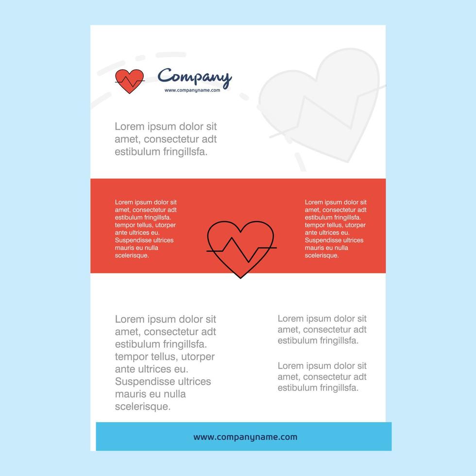 Template layout for Heart beat comany profile annual report presentations leaflet Brochure Vector Background
