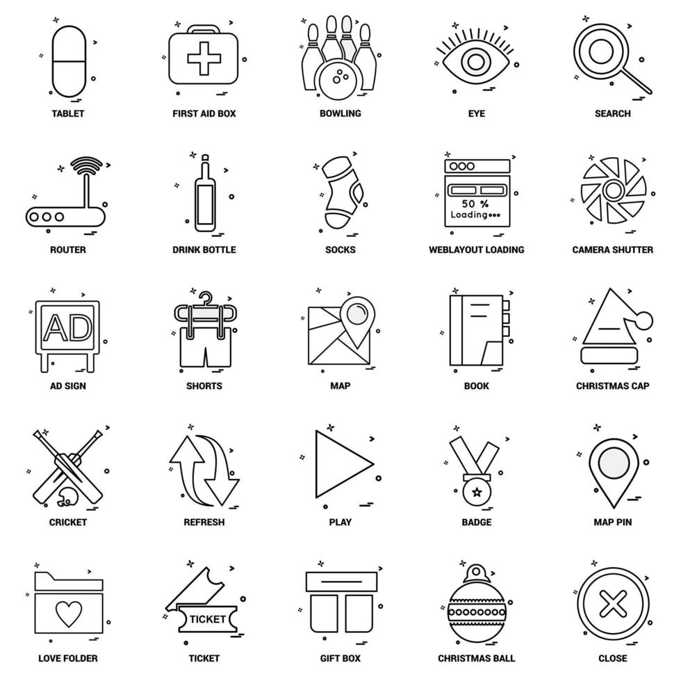 25 Business Concept Mix Line Icon set vector