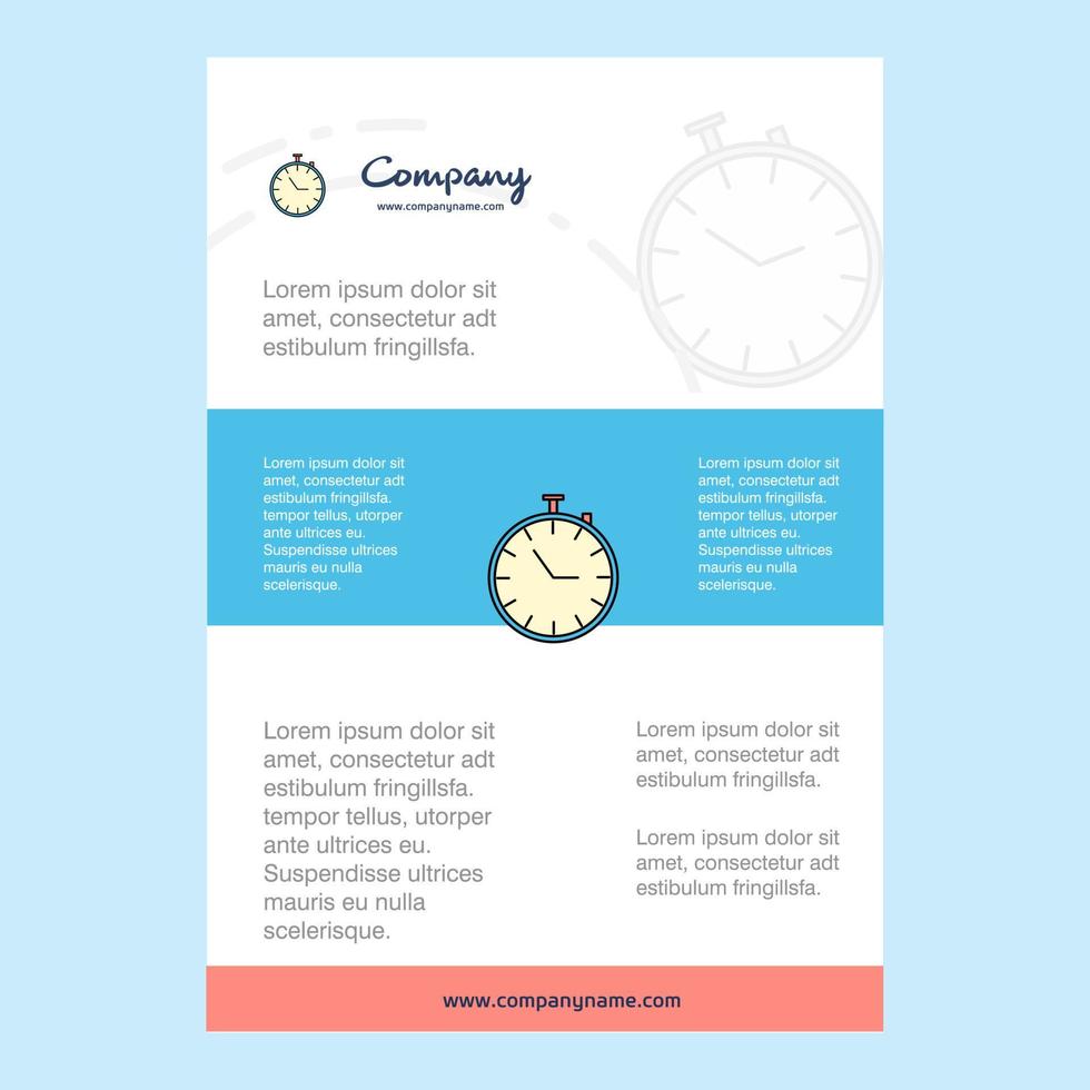 Template layout for Stop watch comany profile annual report presentations leaflet Brochure Vector Background