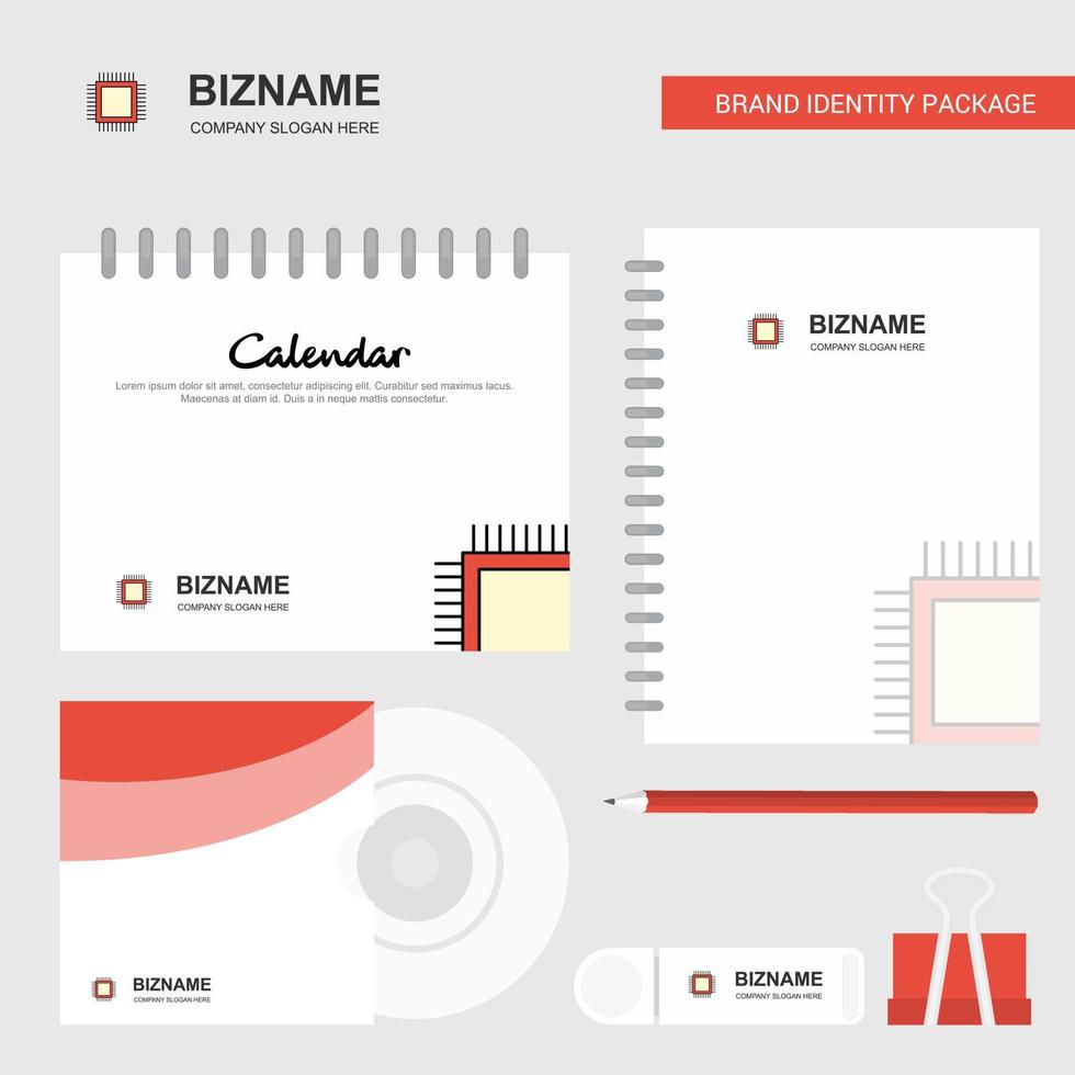 Processor Logo Calendar Template CD Cover Diary and USB Brand Stationary Package Design Vector Template