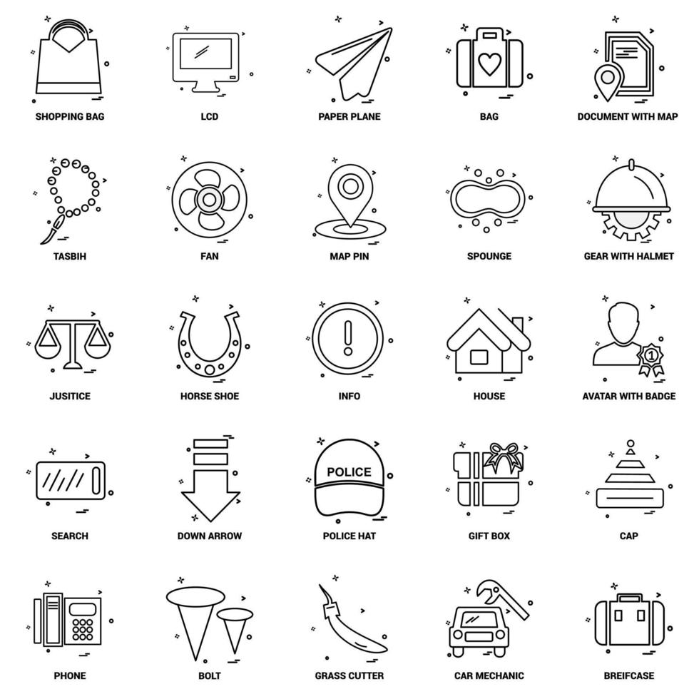 25 conjunto de iconos de línea de mezcla de concepto de negocio vector