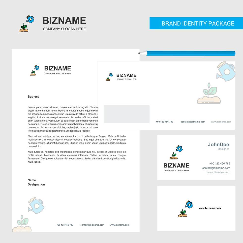 Plant shower Business Letterhead Envelope and visiting Card Design vector template