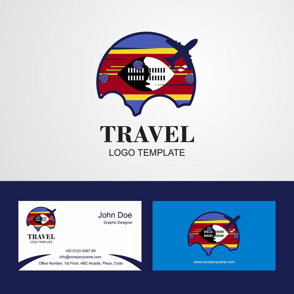 logotipo de la bandera de swazilandia de viaje y diseño de tarjeta de visita vector
