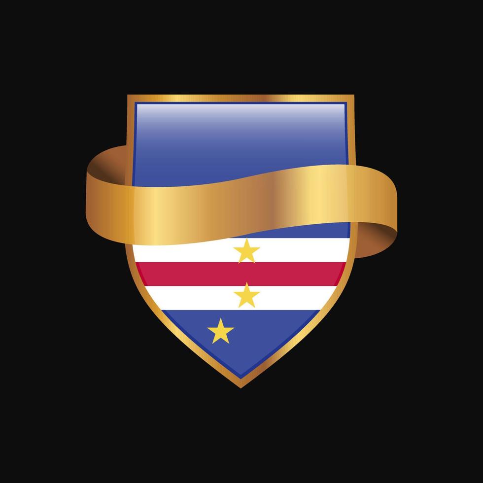 Cape Verde flag Golden badge design vector