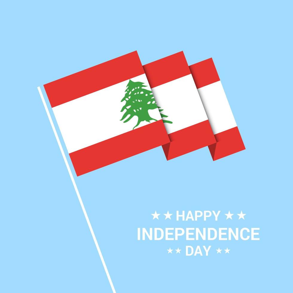 Lebanon Independence day typographic design with flag vector