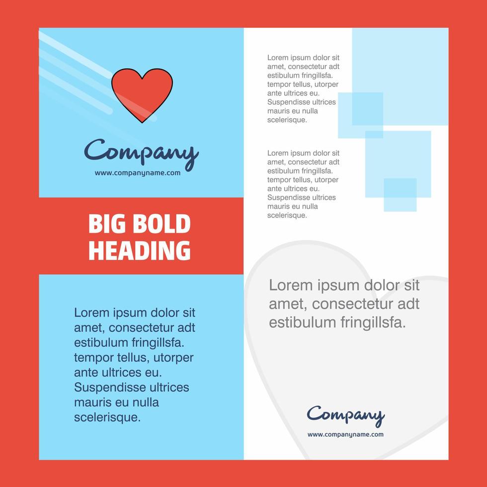 Heart Company Brochure Title Page Design Company profile annual report presentations leaflet Vector Background