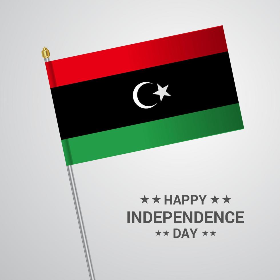 Libya Independence day typographic design with flag vector